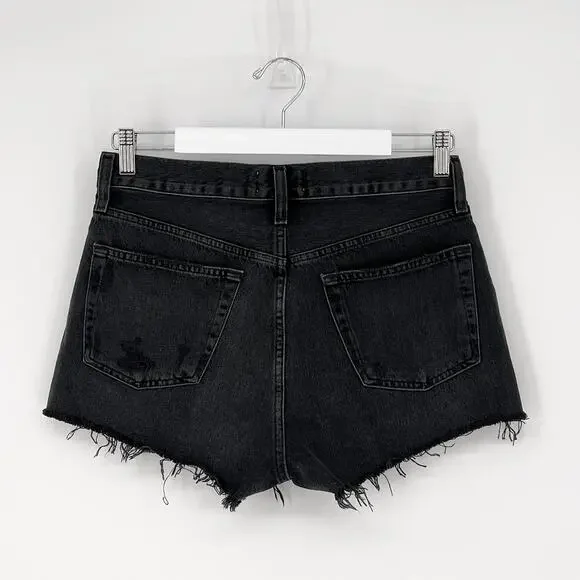 AGOLDE Parker Vintage Cutoff Denim Shorts Black Vortex Size 26 - Picture 5 of 5